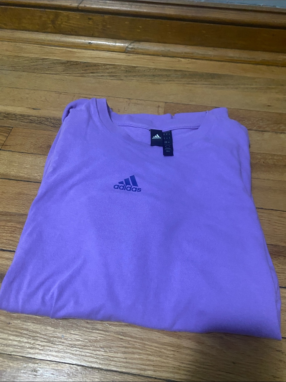 XL adidas Men's Lavender Tee with Navy Logo Accents